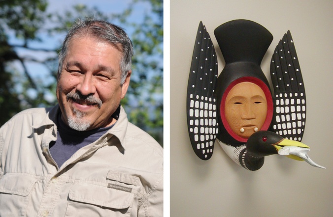 Courtesy-the-Blart-Musem-Alaskan artist Larry Ahvakana and one of his gorgeous wooden masks