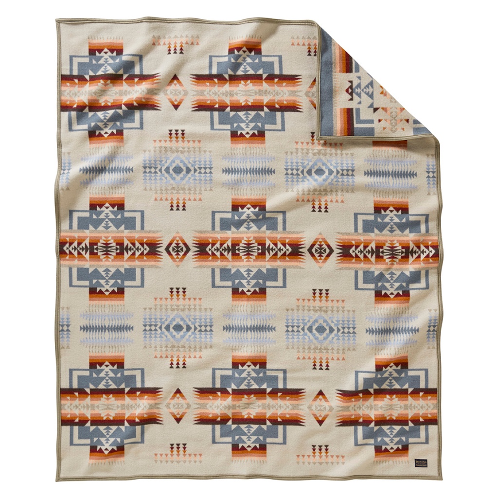 Pendleton's Chief Jospeh blanket in the new Rosewood color, which benefits NARA's women's helath program.
